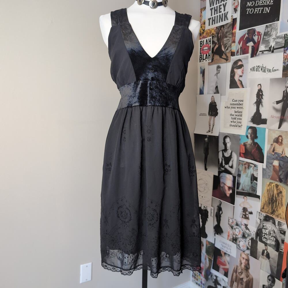 Black Velvet Japanese Embroidered Dress